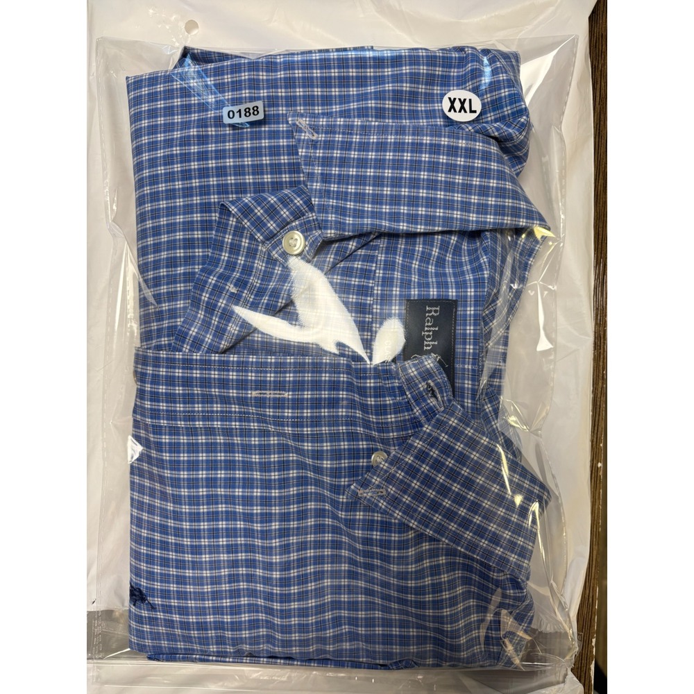 Ralph Lauren Mens XXL Blue Plaid Short Sleeve Button Down Shirt Classic Fit - Picture 5 of 5